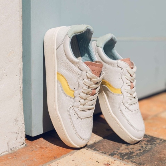 Soludos Shoes - Soludos Women's Roma Retro Sneaker - White / Pastels / Yellow / Pink Size 7
